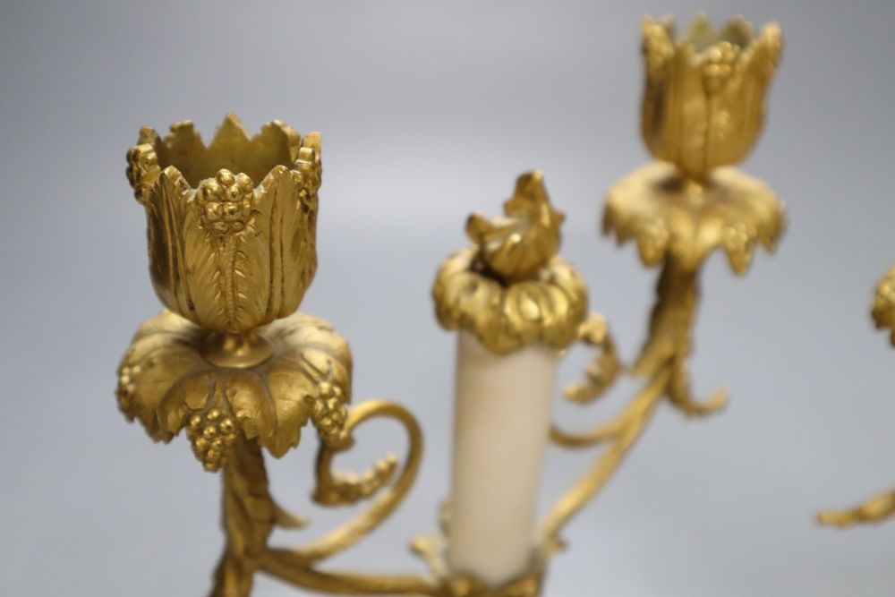 A pair of 19th century ormolu and alabaster candelabra, height 19cm